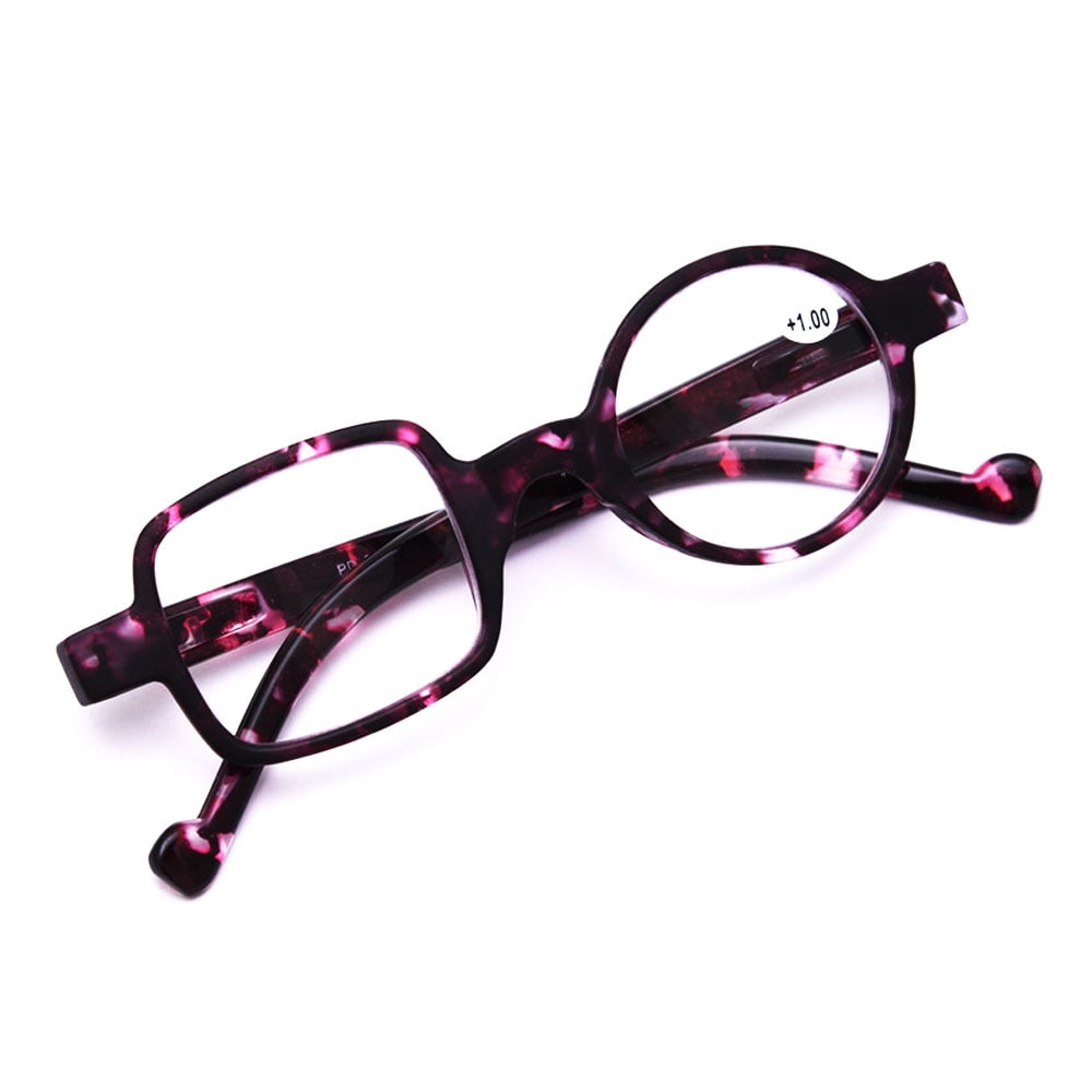 Womens mens square round reading glasses 3 0 purple tortoise designer