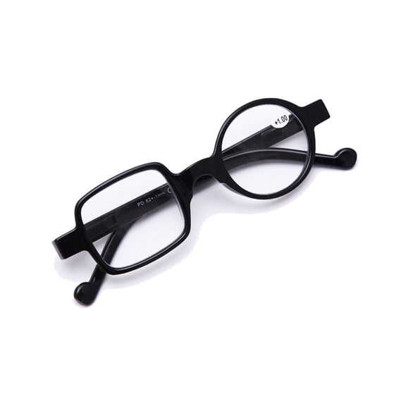 Womens Mens Square Round Reading Glasses, Black Designer Spring Hinge Readers Eyeglasses Frame