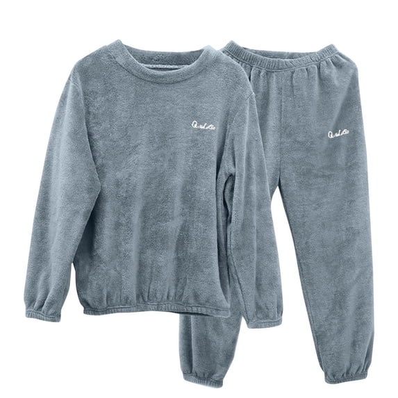 Womens Mens Thermal Thick Fuzzy Basic Pajamas PJ Sets for Mens Women Long Sleeve Velour Matching Fall Winter PJ Sets 2026 Fashion