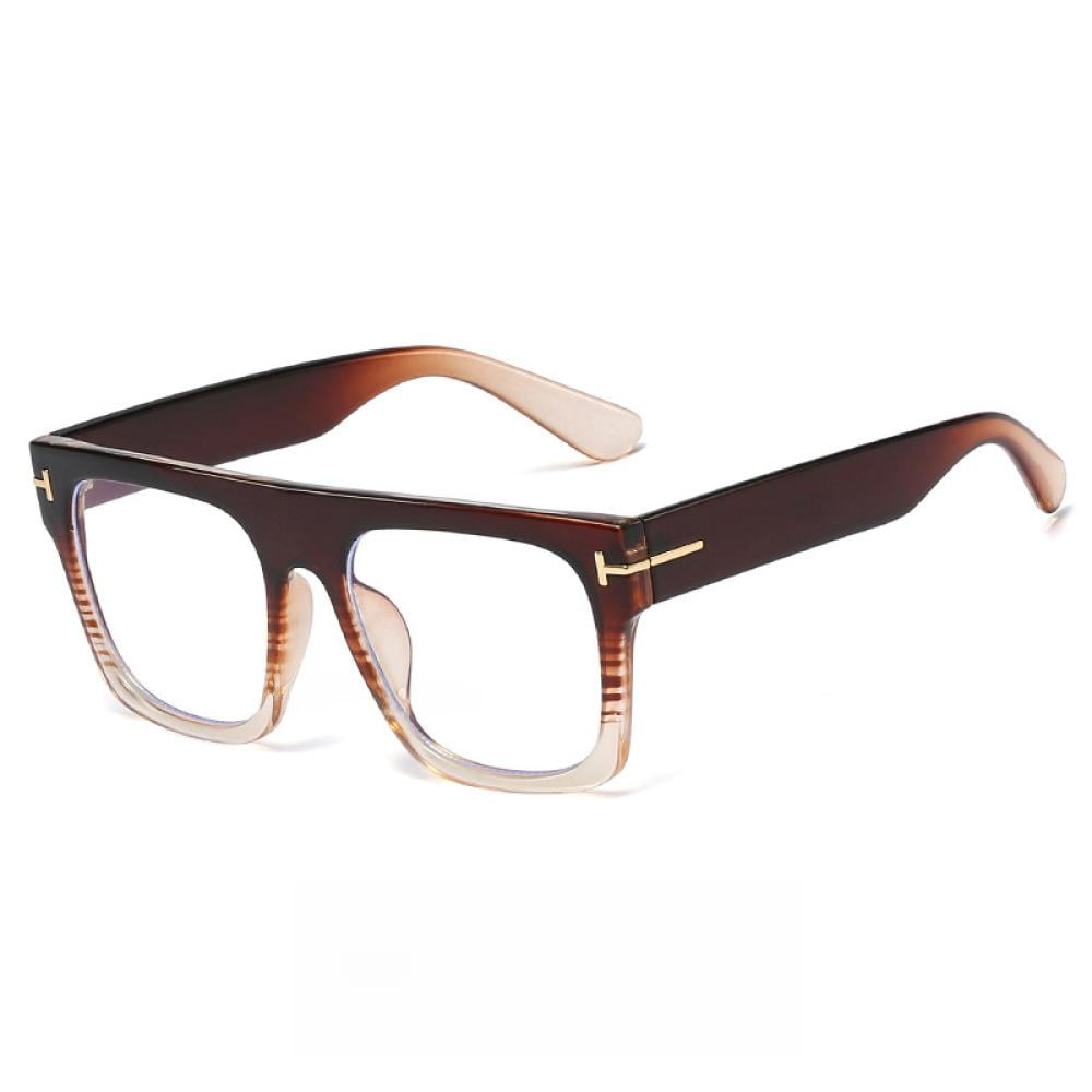Womens Mens Thick Square Brown Reading Glasses 4.75 Ladies Anti-blue Light Readers Plastic Presbyopic Glasses +4.75