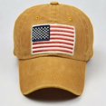 thumbnail image 1 of Womens and Mens USA Flag Embroidery Baseball Cap, Washed Vintage Cotton Unisex Dad Hat, Adjustable Casual American Flag Embroidered Cap for Daily Wear Outdoor Activities and Beach Vacation Gold, 1 of 8