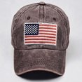 thumbnail image 1 of Womens and Mens USA Flag Embroidery Baseball Cap, Washed Vintage Cotton Unisex Dad Hat, Adjustable Casual American Flag Embroidered Cap for Daily Wear Outdoor Activities and Beach Vacation Coffee, 1 of 7