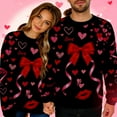 thumbnail image 1 of Womens Mens Valentines Day Sweatshirts Couple Bow Shirts Pullover Valentine Boyfriend Girlfriend Matching Tops, 2XL Black, 1 of 7
