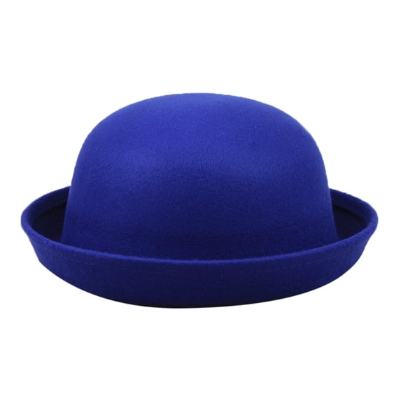 Womens Mens Vintage Wool Felt Cloche Hat Classic Round Dome Bowler Hat Solid Color Formal Casual Small Brim Fedora Hat