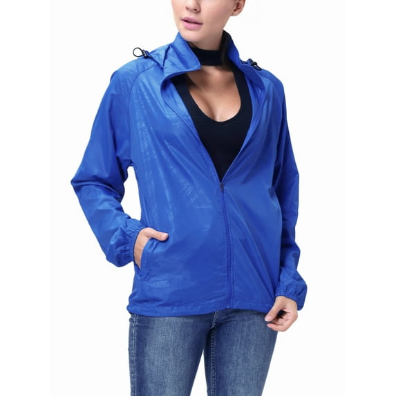 Womens / Mens Waterproof Rain Jacket Hooded Windbreaker Outdoor Rain Coats Zipper-Up Hoodie Lightweight Rain Layer Jackets for Hiking Travel Outwear
