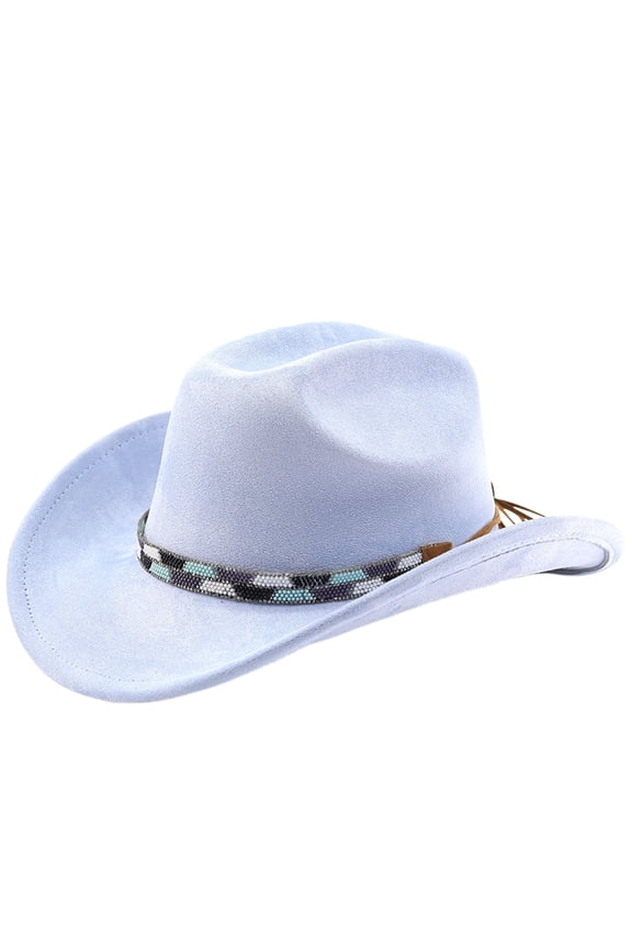 Womens Mens Western Cowboy Hat Rolled Brim Outdoor Adventure Travel Riding Country Concert Rodeo Dress Up