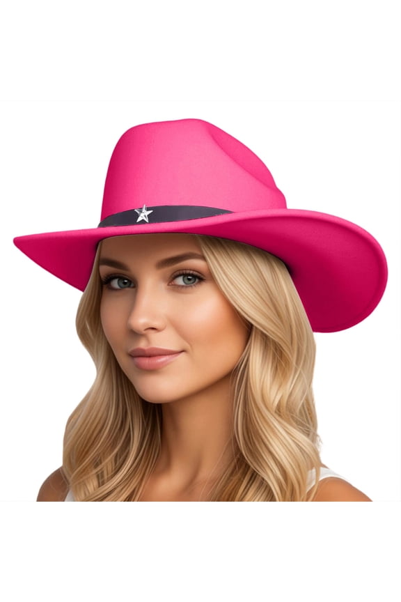 Womens Mens Western Cowboy Hat Star Unisex Riding Hat Country Concert Rodeo Dress Up