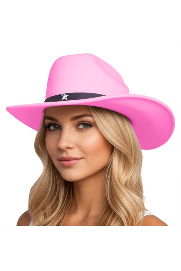 Womens Mens Western Cowboy Hat Star Unisex Riding Hat Country Concert Rodeo Dress Up