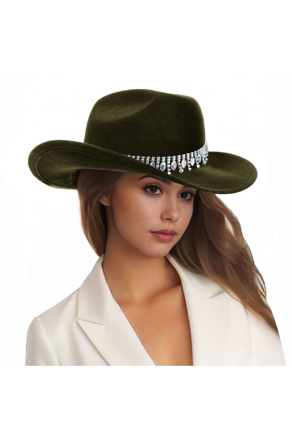Womens Mens Western Cowboy Jazz Top Hat Flash Bride Hat Holiday Crazy Top Hat Country Concert Rodeo Dress Up