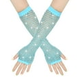 thumbnail image 1 of 80s Women Fishnet Mesh Long Fingerless Gloves Retro Party Accessory, 1 of 4