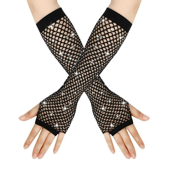 Womens Mens Winter Gloves Winter Clothing Women 80s Fishnet Gloves Long Neon Fingerless Fishnet Gloves Mesh Gloves Accessory
