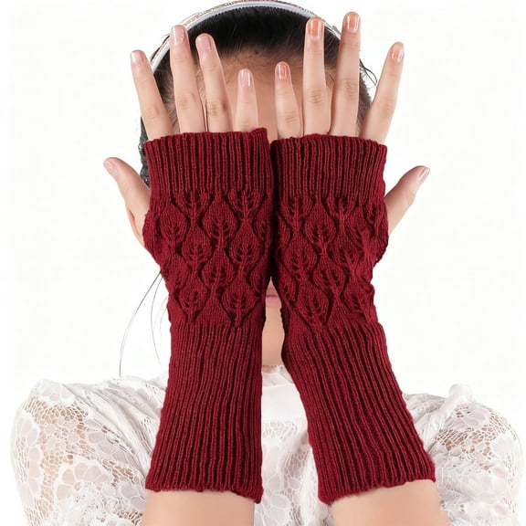 Womens Mens Winter Gloves Winter Clothing for Women Elegant Fingerless With Delicate Leaf Cutout Design for Fashionable Cold Weather Hand Wear