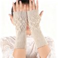 thumbnail image 1 of Womens Mens Winter Gloves Winter Clothing for Women Elegant Fingerless With Delicate Leaf Cutout Design for Fashionable Cold Weather Hand Wear, 1 of 3