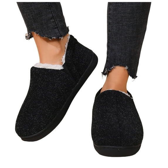 Womens Mens Winter Snow Boots Indoor Slippers House Shoes with Fleece Lined for Seniors Non Slip Warm Slip on Ankle Booties