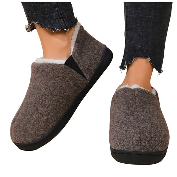 Womens Mens Winter Snow Boots Indoor Slippers House Shoes with Fleece Lined for Seniors Non Slip Warm Slip on Ankle Booties