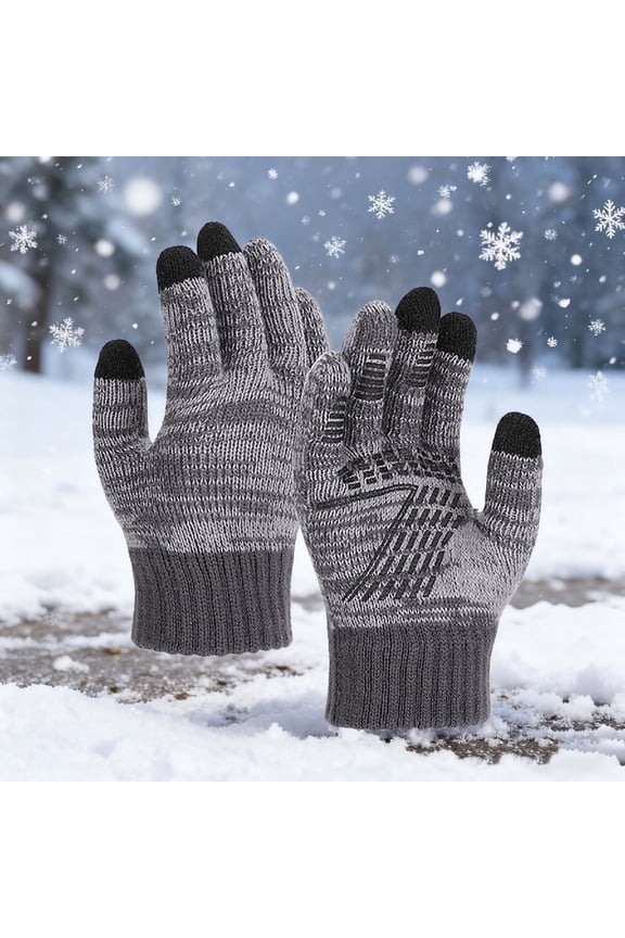 Womens Mens Winter Warm Touch Screen Gloves Elastic Cuffs Soft Knit Mittens for Cold Weather Gifts Football Gloves Gray One Size