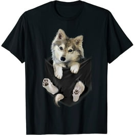 Wolf White Pup In Pocket T-Shirt Wolves Tee Shirt Gifts Wolf White Pup In Pocket T-Shirt Wolves Tee Shirt Gifts