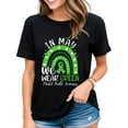 thumbnail image 1 of Womens Mental Health Awareness Month T-Shirt We Wear Green Ribbon In May Casual Short Sleeve Tops Black Large, 1 of 4