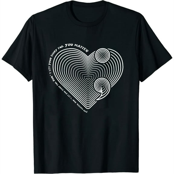 Womens Mental Health Awareness Shirt Heart Semi-Colon Anti Suicide T-Shirt Black Small