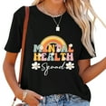 thumbnail image 1 of Womens Mental Health Squad Mental Health Awareness Groovy T-Shirt Black, 1 of 5