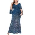 thumbnail image 1 of Womens Mermaid Plus Size V Neck Sequin Evening Dress Long Sleeves Mother of The Bride Gowns Royal Blue, 1 of 7
