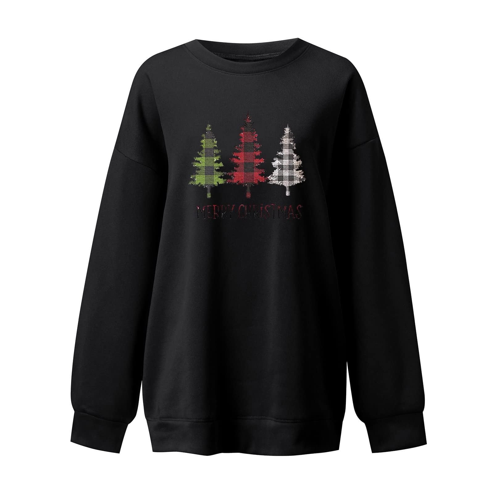 CHUOAND Christmas Sweatshirts for Women Christmas Tree Graphic Pullover  Sweatshirt Cute Crewneck Christmas Gnome Shirts Tops