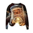 thumbnail image 1 of Womens Merry Christmas Sweatshirt Christmas Sweater Retro Santa Claus Print Sweat Shirt Pullover Round Neck Hoodies Xmas Fall Winter Tops, 1 of 4