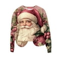thumbnail image 1 of Womens Merry Christmas Sweatshirt Christmas Sweater Retro Santa Claus Print Sweat Shirt Pullover Round Neck Hoodies Xmas Fall Winter Tops, 1 of 4