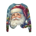 thumbnail image 1 of Womens Merry Christmas Sweatshirt Christmas Sweater Retro Santa Claus Print Sweat Shirt Pullover Round Neck Hoodies Xmas Fall Winter Tops, 1 of 4