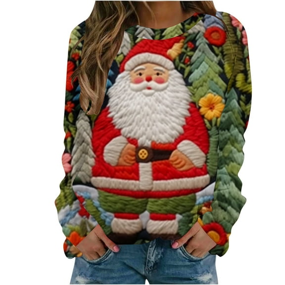 Womens Merry Christmas Sweatshirts Snowmen Print Pullover Casual Tops Funny Graphic Tee Holiday Gift Outfits