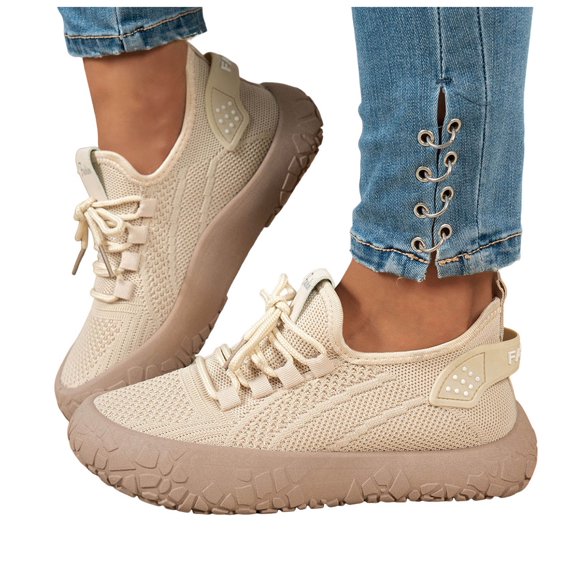 Womens Mesh Athletic Shoes Lightweight Lace Up Casual Running Shoes Breathable Non Slip Sneakers