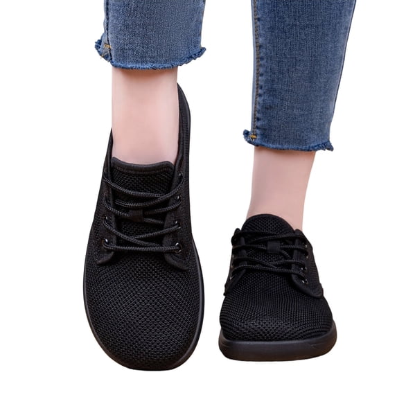 Womens Mesh Breathable Walking Shoes Comfortable Lightweight Running Wide Toe Outdoor Hiking Sneakers Black 8