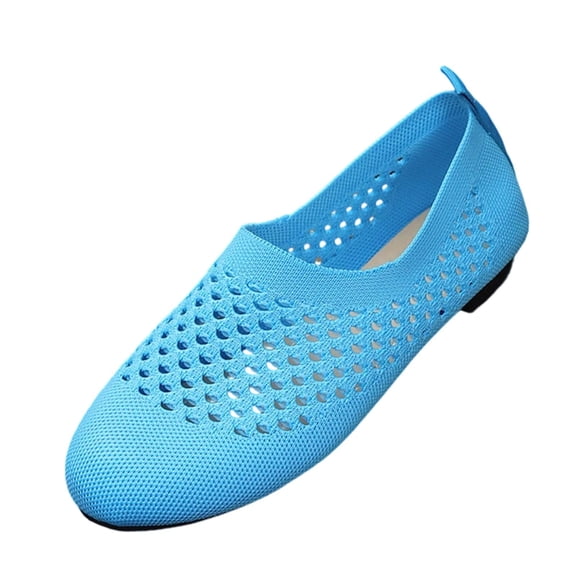 Womens Mesh Flats for Women, Breathable Slip On Casual Shoes - Lightweight Blue Walking Flats with Flexible Sole, Comfortable Summer & Everyday Shoes,Size 37