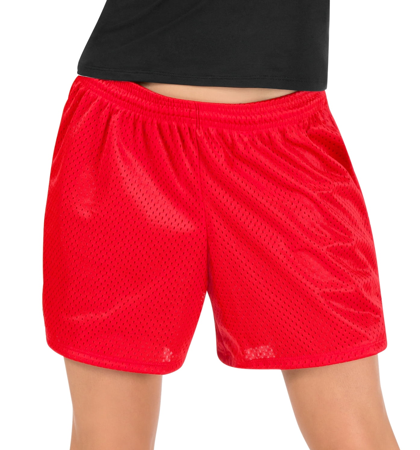 Womens red sales mesh shorts