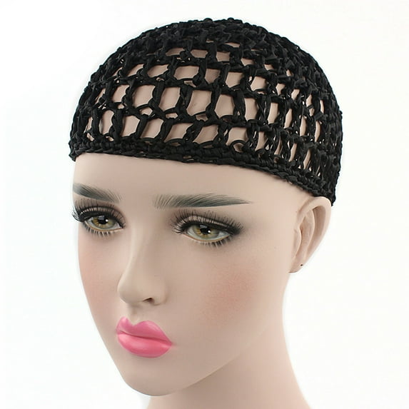 Womens Mesh Hair Net Crochet Cap Solid Color Snood Sleeping Night Cover Turban