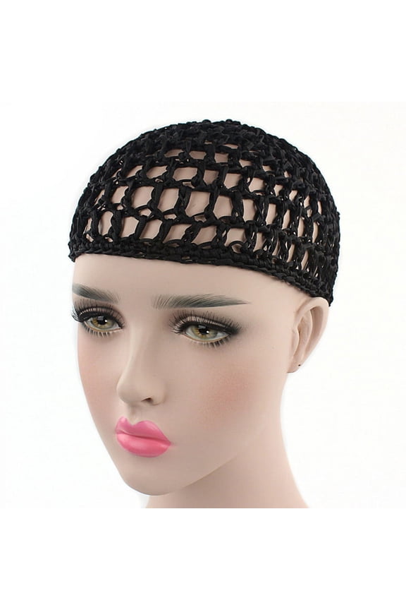 Womens Mesh Hair Net Crochet Cap Solid Color Snood Sleeping Night Cover Turban