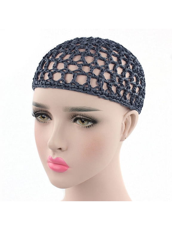 Womens Mesh Hair Net Crochet Cap Solid Color Snood Sleeping Night Cover Turban