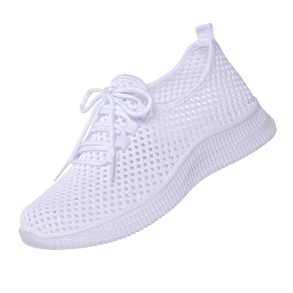 Womens Mesh Lace-up Walking Shoes Breathable Casual Loafers Athletic Sneakers for Women Lightweight Flat Slip-On Comfortable Non Slip Arch Support for Daily Wear Running Gym Work Travel, 40