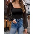 thumbnail image 1 of Womens Mesh Long Sleeve Shirts Casual Blouses Tops, 1 of 5