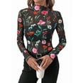 thumbnail image 1 of Womens Mesh Long Sleeve Tops Mock Neck Going Out See Through Shirts Sheer Blouses Clubwear Colorful XL, 1 of 8