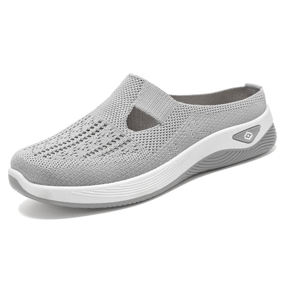 Womens Mesh Mules Slip On Shoes Light Open Back Lightweight Breathable Comfortable Walking Shoes Orthopedic Arch Support Soft Sole Wedge Walking Shoes