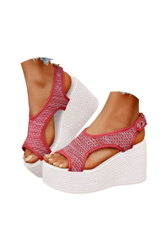 Womens Mesh Platform Wedge Sandals Breathable Athletic Sports Open Toe Extra High Heel Walking Sandals