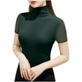 thumbnail image 1 of Womens Mesh Short Sleeve Tops See Through Going Out Blouses Casual Slim Fit Turtleneck Sheer Party Outfits Base Shirts, 1 of 5