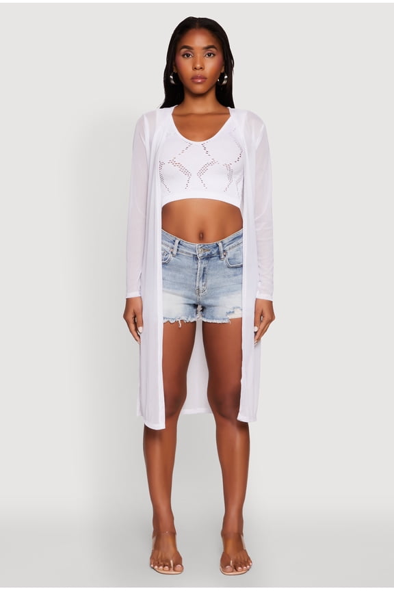 Womens Mesh Side Slit Duster