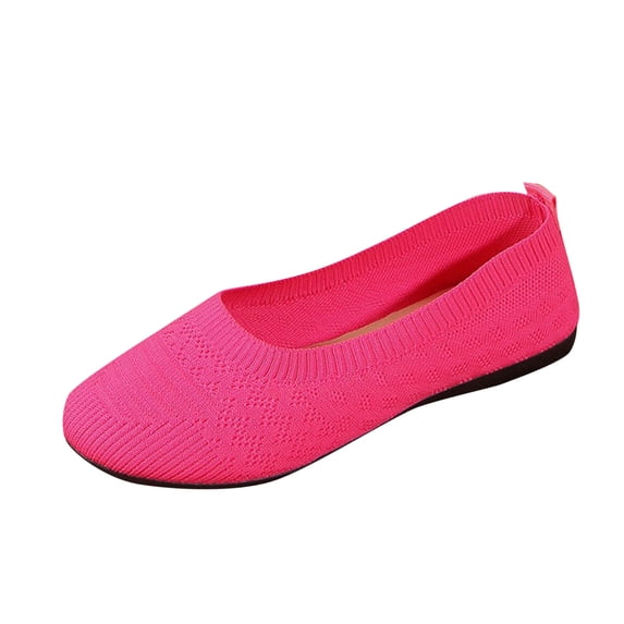 Womens Mesh Sneakers Flat Slip-On Anti-Slip Wide Width Soft Sole Openwork Round-toe Barefoot Shoes Everyday Comfortable