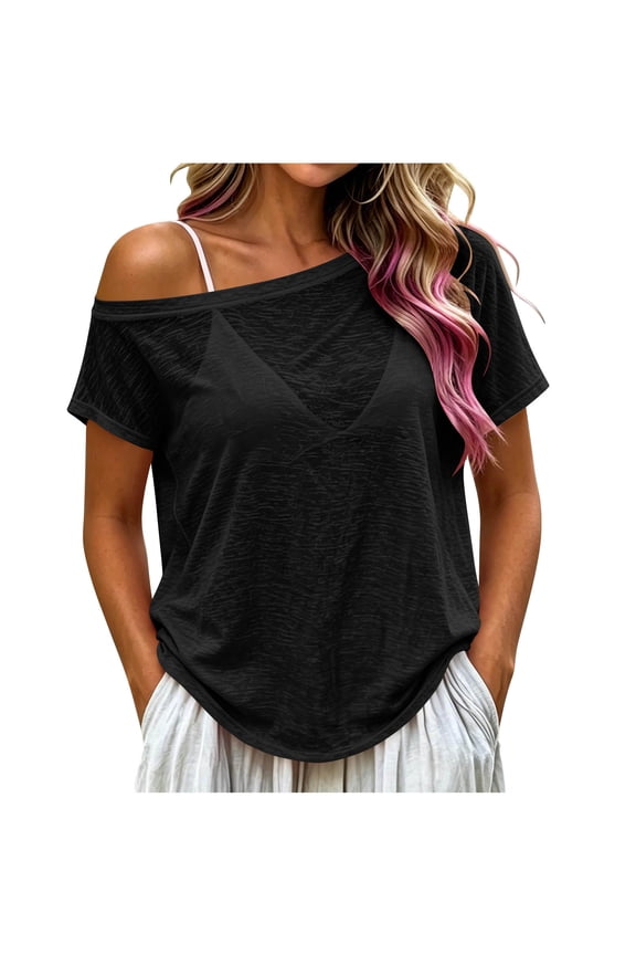 Womens Mesh Tops Short Sleeve Sheer Shirts Loose Fit Crewneck See Through Sexy Top Beach Party Blouses Coverups Mothers Gifts