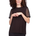 thumbnail image 1 of Womens Mesh-Trimmed Split-Back Top, Black, Size XX-Large, 1 of 1