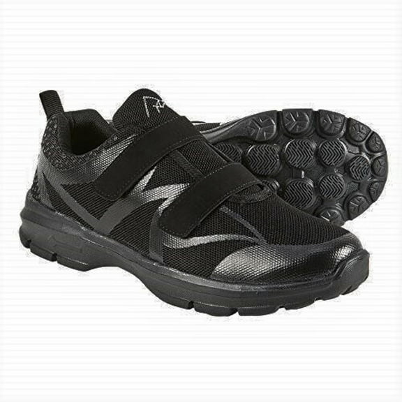 Womens Mesh Ultra-Lightweight Hook-and-Loop PACER Sneaker Walking Shoes (Wide Black, Size 8)