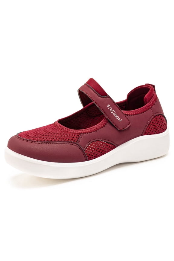 Womens Mesh Walking Shoes Anti-Slip Adjustable Breathable Wedges Anti-Slip Sneaker Fitness Casual