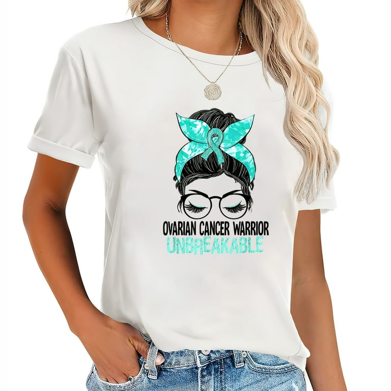 Womens Ovarian Cancer Warrior, Teal Ribbon Ovarian Cancer Shirt Womens Ovarian Cancer Warrior, Teal Ribbon Ovarian Cancer Shirt